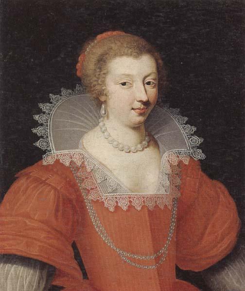 unknow artist Portrait of a lady,half length,dressed in red and wearing pearls France oil painting art